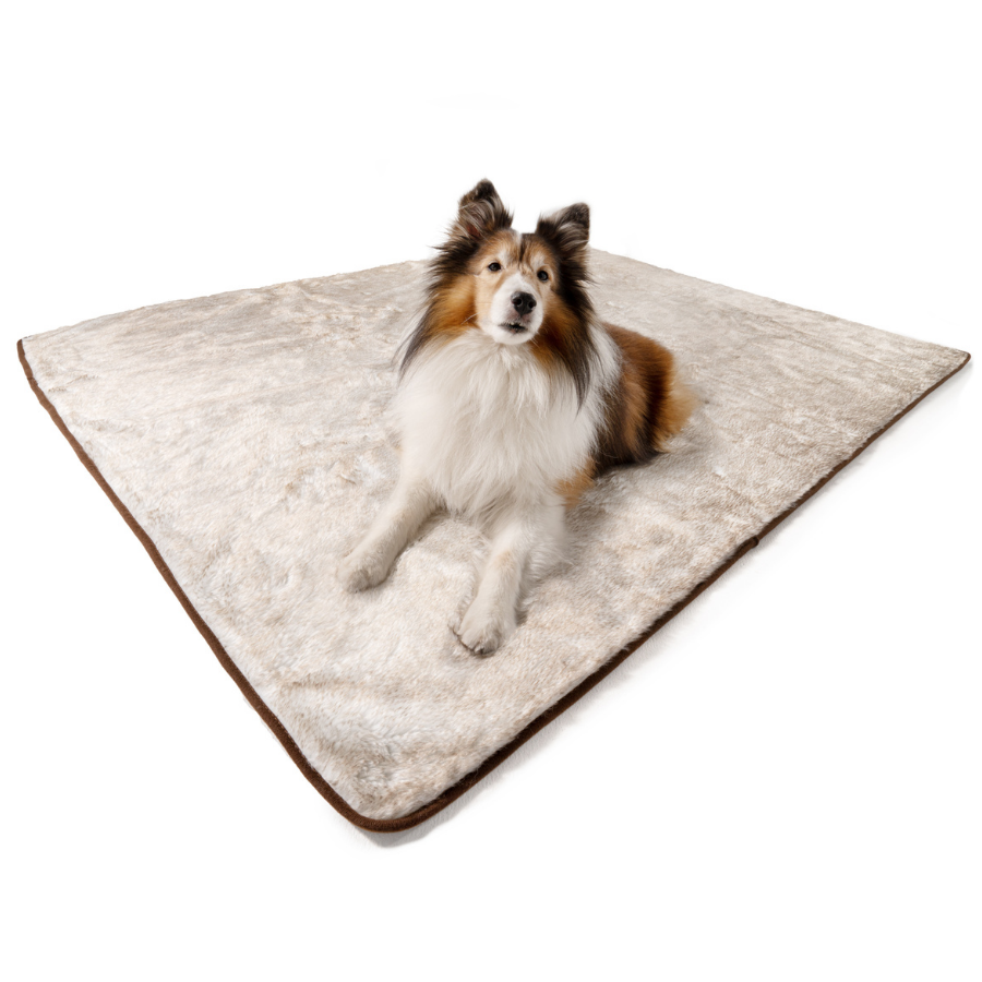 PupProtector™ Short Fur Waterproof Throw Blanket - White with Brown Accents