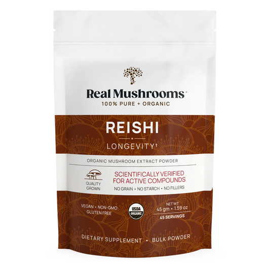 Image of bag of Reishi mushrooms for pets, by Real Mushrooms