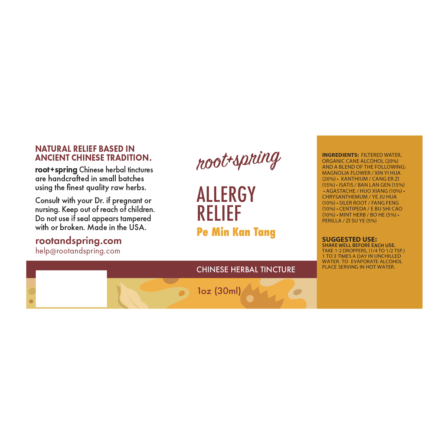 Image of Label for Allergy Relief - Pe Min Kan Tang by root + spring.