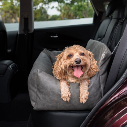 PupProtector™ Faux Leather Memory Foam Dog Car Bed - Slate Gray