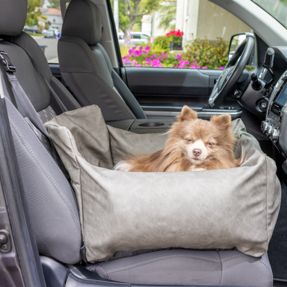 PupProtector™ Faux Leather Memory Foam Dog Car Bed - Slate Gray