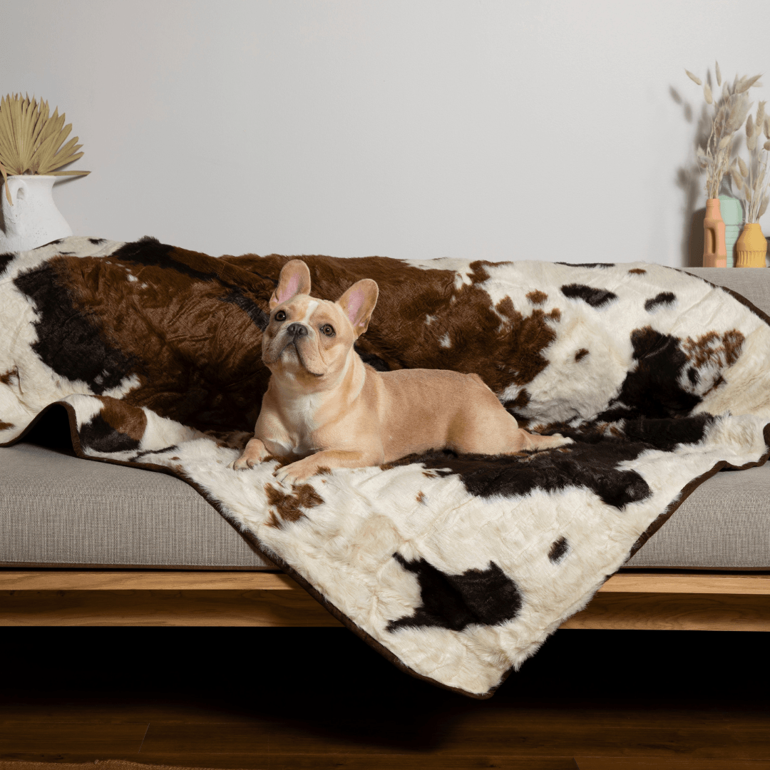 PupProtector™ Waterproof Throw Blanket - Brown Faux Cowhide