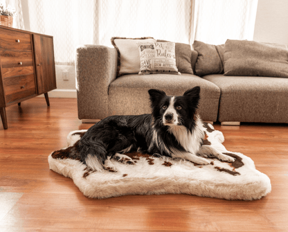 PupRug™ Animal Print Memory Foam Dog Bed - Brown Faux Cowhide