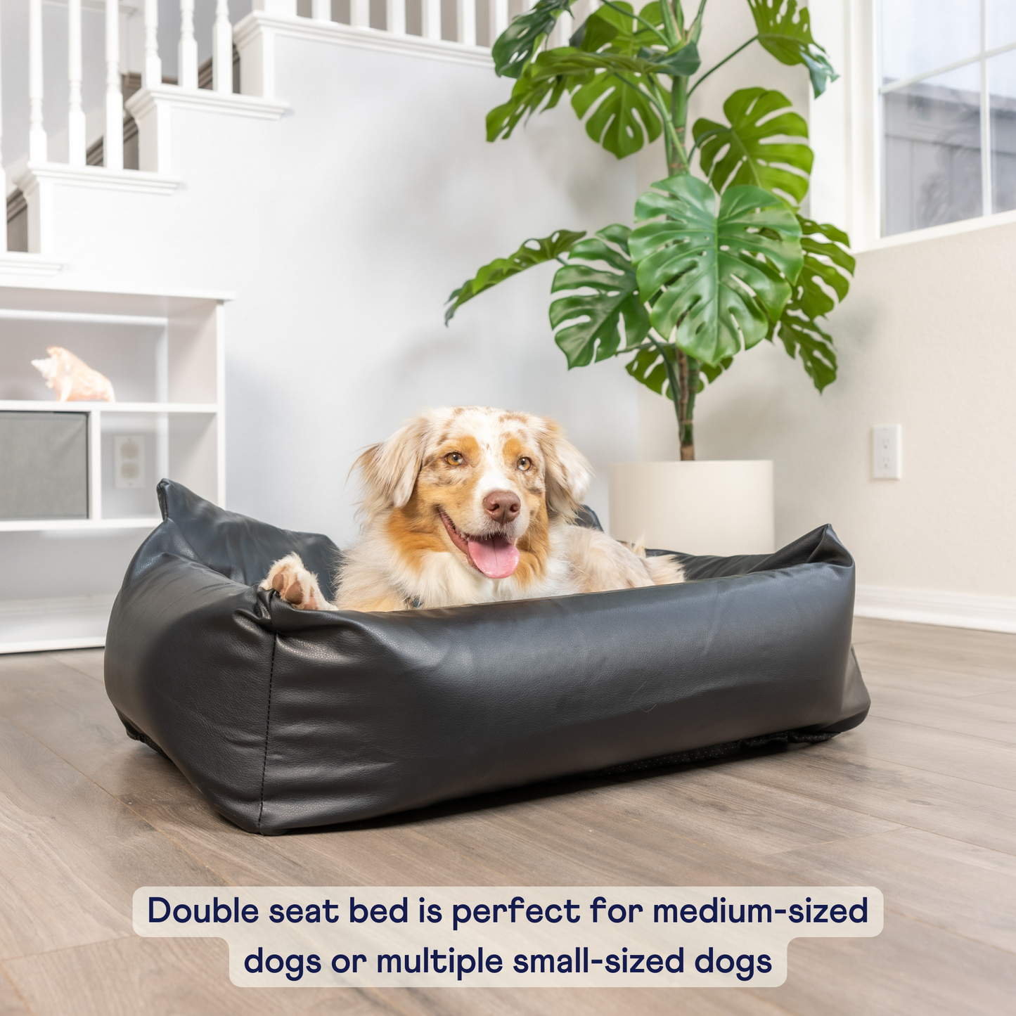 PupProtector™ Faux Leather Memory Foam Dog Car Bed -  Black