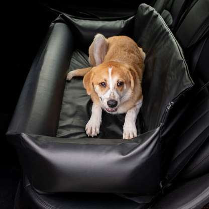 PupProtector™ Faux Leather Memory Foam Dog Car Bed -  Black