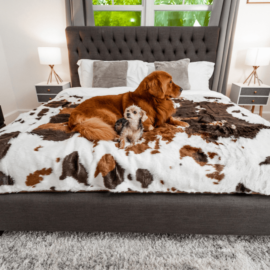 PupProtector™ Waterproof Throw Blanket - Brown Faux Cowhide