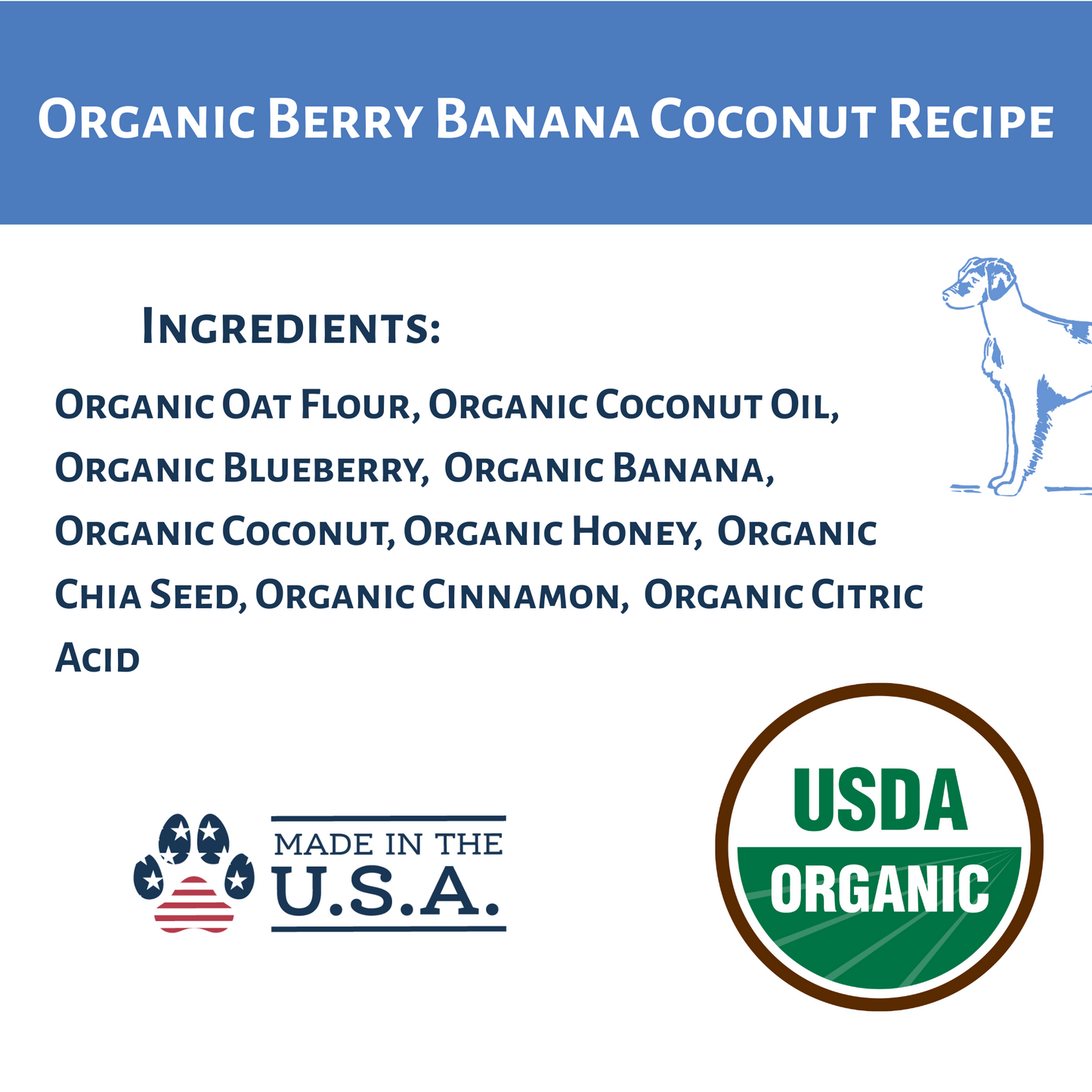 Dog Mamma's Organic Berry Banana Coconut Recipe - USDA Organic Certified Dog Treats