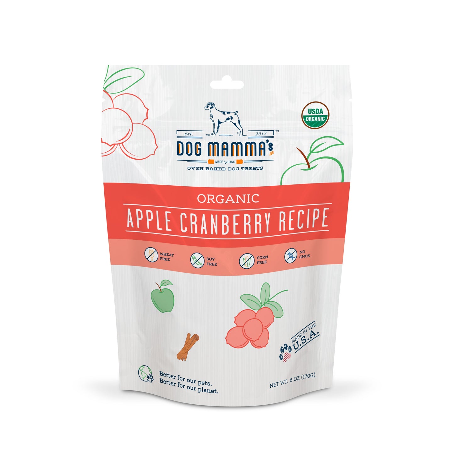 Dog Mamma's Organic Apple Cranberry Recipe - USDA Organic Certified Dog Treats