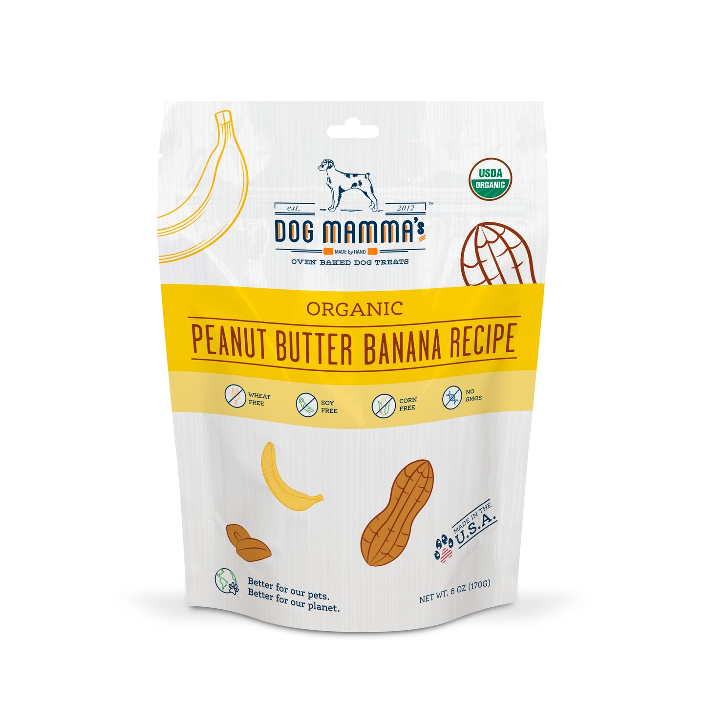 Dog Mamma's Organic Peanut Butter Banana Recipe - USDA Organic Certified Dog Treats