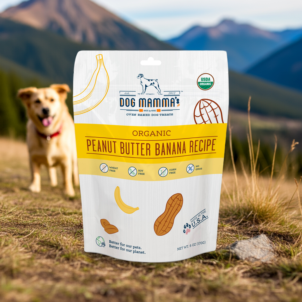 Dog Mamma's Organic Peanut Butter Banana Recipe - USDA Organic Certified Dog Treats