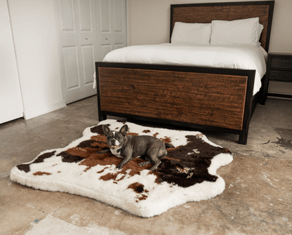 PupRug™ Animal Print Memory Foam Dog Bed - Brown Faux Cowhide