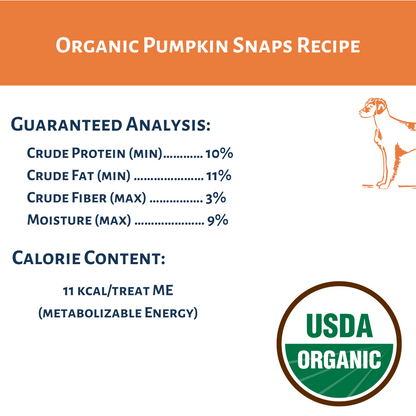 Dog Mamma's Organic Pumpkin Snaps Recipe- USDA Organic Certified Dog Treats