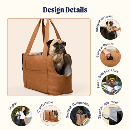 PupTote™ 3-in-1 Faux Leather Dog Carrier Bag - Black