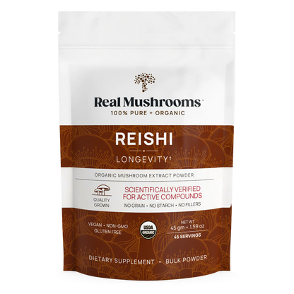 Image of bag of Reishi mushrooms for pets, by Real Mushrooms