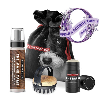 THE TOOL KIT | Complete waterless dog grooming set. Includes foaming shampoo, moisturizing balm & grooming brush.