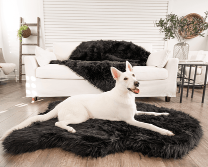 PupRug by Paw.com™  Faux Fur Orthopedic Dog Bed - Curve Midnight Black